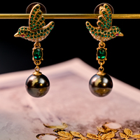 Boucles d'oreilles pendantes en perles avec pendentif pigeon pour femme, accessoires étanches tendance, bijoux féminins à la mode, cadeau
