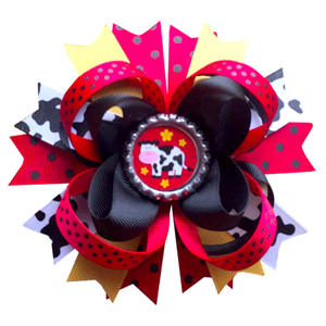 Penjualan laris klip rambut pita pola sapi anak-anak kualitas tinggi gaya kartun murah perhiasan hiasan kepala grosir - Product Image 4