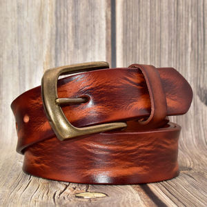Cinturón de Cuero Genuino para Hombre ZENOS, de Alta Calidad, Estilo Retro, con Hebilla de Cobre Superior, Duradero y Ligero - Product Image 3