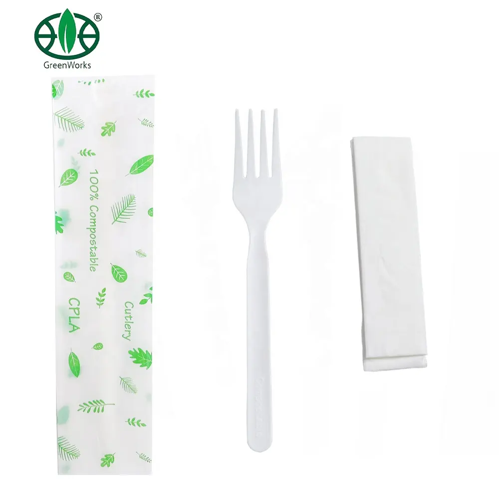 CPLA biodegradabile protezione dell'ambiente da tavola stoviglie usa e getta forcella PLA stoviglie 7 pollici forcella set per il ristorante