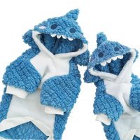Hoodie 3D Requin pour Animaux de Compagnie, Certifié OEKO BSCI, Logo Personnalisé, en Polaire Corail Doux, Vêtements d'Hiver pour Chats et Chiens avec Anneau en D et Crochet de Traction