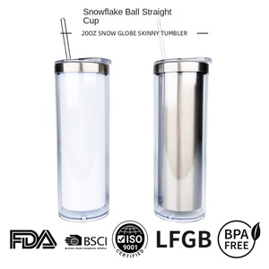 Transfrontalier 20oz blanc en acier inoxydable Sublimation bricolage <span class=keywords><strong>Flash</strong></span> boule de neige coupe droite 304 Globe maigre gobelet Thermos dos école - Product Image 2