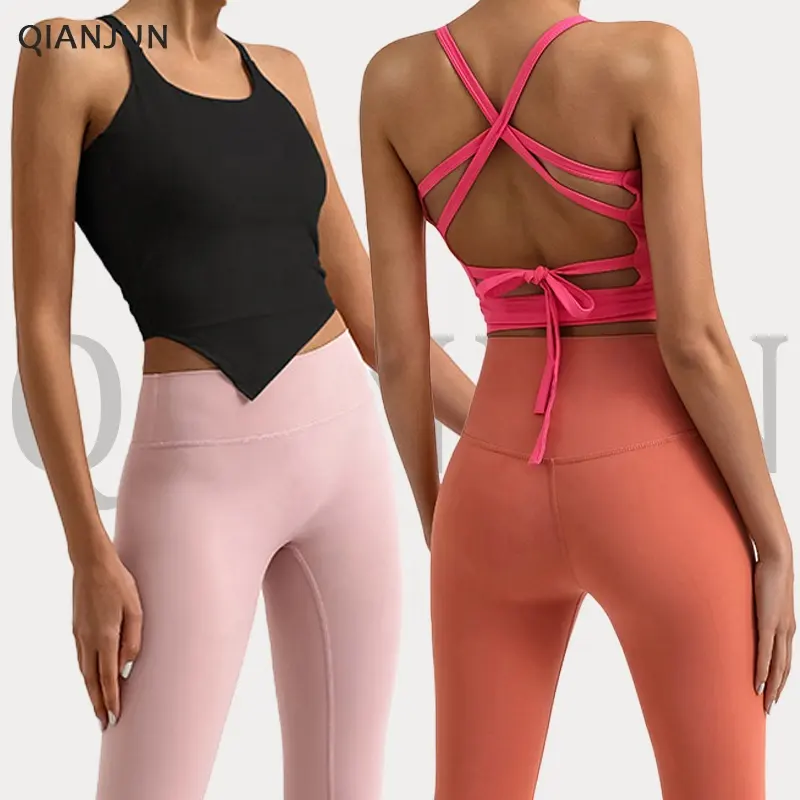 Set Pakaian Yoga Olahraga Kustom Legging Yoga Kebugaran Celana Ketat Olahraga dan Bra Olahraga Mulus untuk Wanita