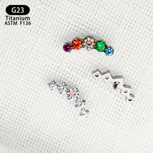 Piercing de lèvre en titane G23 F136 de qualité médicale, 12,8 mm, forme géométrique avec pierres en zircon, bijoux de piercing tendance - Product Image 3