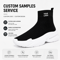 Chaussures personnalisées en gros pour femmes et hommes, chaussettes, baskets montantes à enfiler, semelle épaisse, maille tendance, grandes tailles, toutes saisons