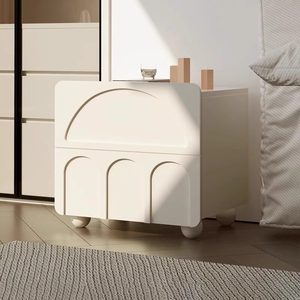 Cream Style Bedside Table White Modern Minimalism Multi-functional <strong>Panel</strong> Small Bedroom Storage Furniture - Product Image 3