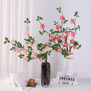 Nouvelle branche de fleur de prunier rose artificielle pliable avec écorce, pour décoration de table, maison, style chinois, mariage printanier, vente en gros - Product Image 4
