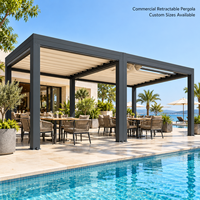 Pergola rétractable en aluminium sur mesure pour jardin, patio, bord de piscine et projets commerciaux en extérieur