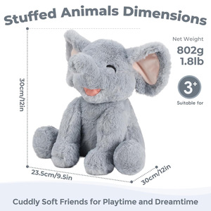 Peluche Éléphant Ultra Douce Transfrontalière, Adaptée au Micro-ondes, Remplissage <span class=keywords><strong>de</strong></span> Perles Céramiques à la Lavande, Compres Chaudes/Froides Amovibles, Parfaite - Product Image 2
