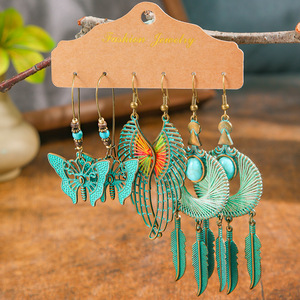 Fashion Dangle Earrings Alloy Bohemia Style Wing Leaf Design Women's Jewelry <b>Drop</b> Earrings Antiqued <b>Bronze</b> Plated - Product Image 4