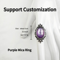 Gran oferta, anillo de Mica púrpura brillante con piedra de energía curativa Natural de cristal de alta calidad para regalo