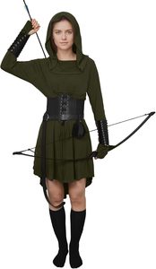 Costume da Arciere Medievale Forest Echo con Cintura, Orecchie e Accessori per Fiera Rinascimentale e Halloween, per Donna Adulta - Product Image 5