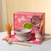 Ensemble de thé matcha en gros, bol à matcha, cuillère, fouet en bambou, ensemble de 8 pièces, chawan en céramique, ensemble de matcha japonais essentiel avec boîte cadeau