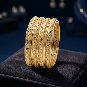 Brazaletes de Latón Chapados en Oro al por Mayor, Brazaletes de Moda de Lujo con Acabado en Oro para Bodas, Joyería de Brazaletes con Diseño Tradicional - Product Image 3