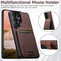Étui de protection en cuir PU pour Samsung S26 Ultra avec fentes pour cartes et design magnétique