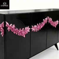 Buffet de rangement de luxe en bois massif avec décor floral 3D, meuble d'appoint pour salon de villa, mobilier de maison personnalisé