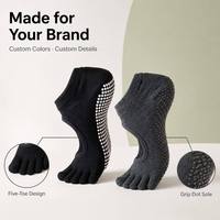 Chaussettes basses noires en polyester à 5 doigts avec soutien de la cheville pour femmes, idéales pour le yoga, le Pilates et la gym au printemps