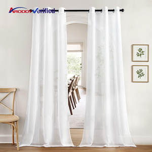 ARODDY Rideaux semi-transparents personnalisables pour l'intimité, enrouleurs en lin blanc, voile filtrant semi-transparent - Product Image 1