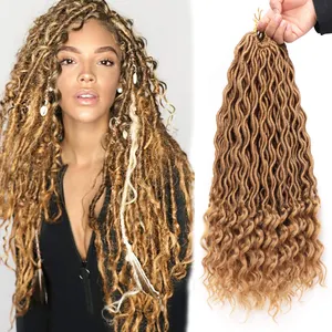 Vendita calda faux locs crochet capelli intrecciati sintetici deep curly faux locs