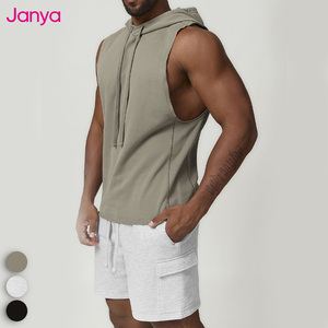 Logo personalizzato abbigliamento Bodybuilding Muscle allenamento Top gilet con <span class=keywords><strong>cappuccio</strong></span> palestra <span class=keywords><strong>senza</strong></span> <span class=keywords><strong>maniche</strong></span> canotta <span class=keywords><strong>felpa</strong></span> con <span class=keywords><strong>cappuccio</strong></span> per gli uomini - Product Image 5