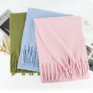 Custom New Women Plaid Scarf Winter Pashmina Shawls Cashmere Thick Wraps Lady Tassel Warm Rainbow Scarves