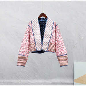 แจ็กเก็ตผ้าฝ้ายแขนยาวผู้หญิงแบบลำลองแบบประกบพิมพ์ลายแบบกลับด้า<span class=keywords><strong>น</strong></span>ได้ - Product Image 4