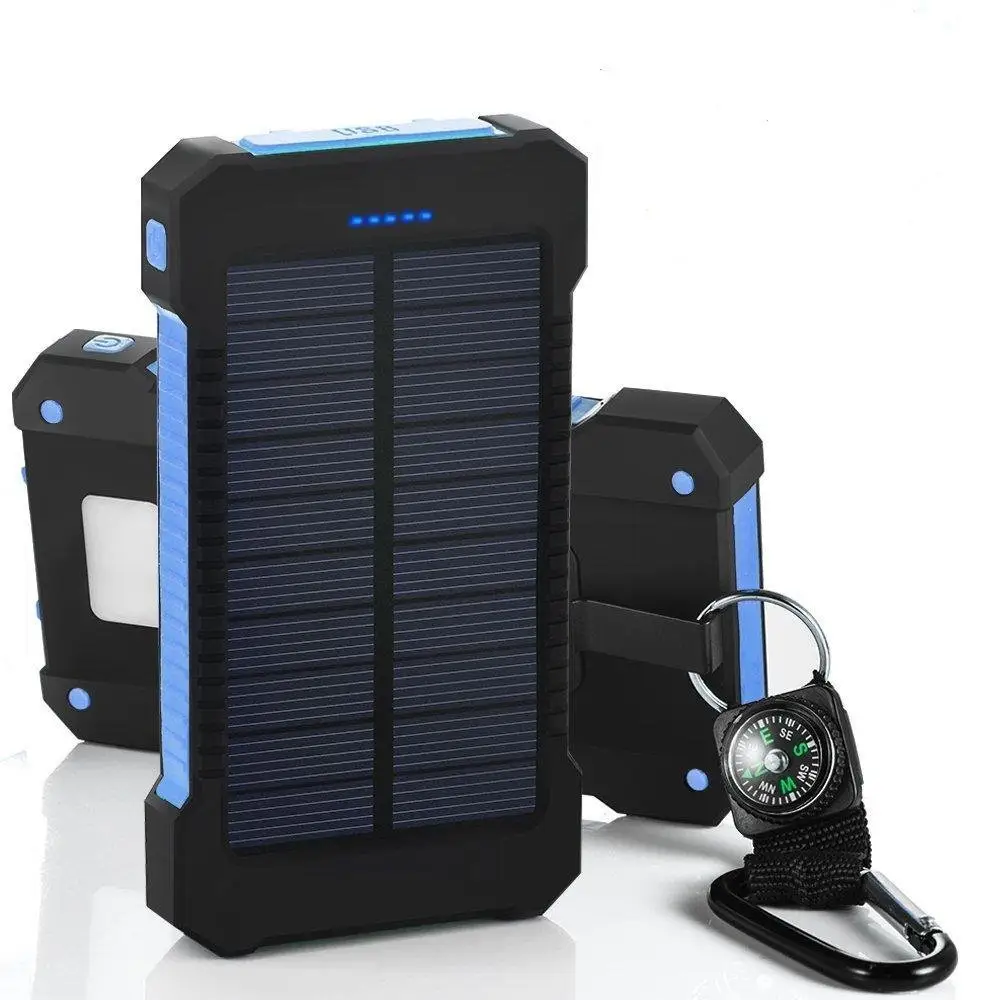 Waterproof Portable Solar Power Pack 20000mAh Battery Bank Solar Panel Charger With LED Flashlight And Dual USB
