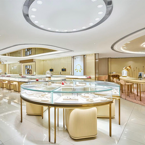 Vitrine de présentation de bijoux en <span class=keywords><strong>platine</strong></span> personnalisée de luxe, écologique, robuste, avec éclairage LED, pour la décoration intérieure des magasins de détail - Product Image 1