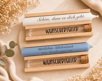 Coffret cadeau de confirmation personnalisé, porte-bougie en bois en forme de tube à essai avec bougie à vœux pour baptême, mariage, fête ou souvenir.