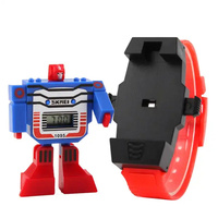 Enfant dessin animé brillant montre garçon déformation Robot Flash électronique numérique étudiant jouet personnalité tendance horloge Relogio Skmei 1095