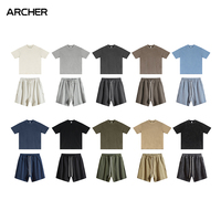Ensemble T-shirt et short vintage délavé à l'acide, coupe oversize, avec logo personnalisé, en coton, tenue décontractée streetwear