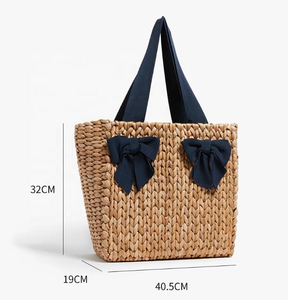 Bolso de mano de paja a la moda para mujer, bolso de playa, bolso de mano para mujer de alta calidad con lazo, muy vendido. - Product Image 2