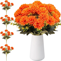 Bouquet de 6 chrysanthèmes artificiels en soie pour décoration intérieure DIY, arrangement floral de mariage, petite composition rustique