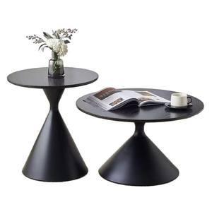 Solid Wood Coffee <b>Table</b> Round Cream Color Nordic Style Living Room Modern Minimalist Movable Design - Product Image 5