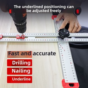 Multifunctional Two-In-One T-Shaped Punching Ruler Woodworking <strong>Square</strong> Ruler With Positioning Handle Hand Tools <strong>Combination</strong> - Product Image 4