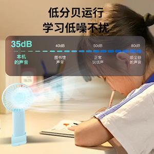 Portable Fan Handheld Rechargeable Battery 2W DC Motor 8H Working Time <b>Foldable</b> Button Control For Student <b>Desk</b> Use - Product Image 1