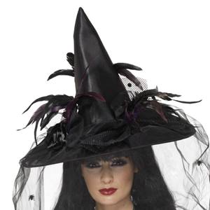 Sombrero de <span class=keywords><strong>bruja</strong></span> blanco y negro para el Carnaval Festival de fantasmas Baile Actuación de Halloween-Suministro de decoraciones para fiestas - Product Image 6