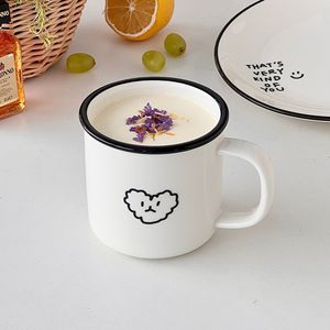 Korean Style Black Rimmed Coffee Mug Minimalist Ceramic Mug and Plate Breakfast Milk Cup - Product Image 2