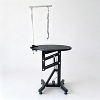 Table de toilettage ronde hydraulique portable pour animaux de compagnie, table de beauté pour chiens robuste avec bras réglable et roues pour salon
