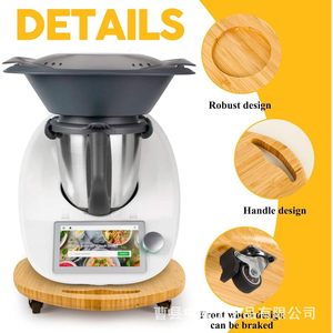 Base para procesador de alimentos de bambú y madera para el hogar con placa deslizante y ruedas, bandeja multifuncional para licuadora, base de placa móvil - Product Image 4