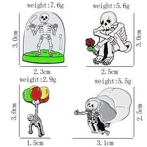 Sming Pins Squelette <span class=keywords><strong>Parachutisme</strong></span> Émail Pin Triste Rose Squelette Revers Badge Fun Ballon Bouteille En Verre Broche - Product Image 6