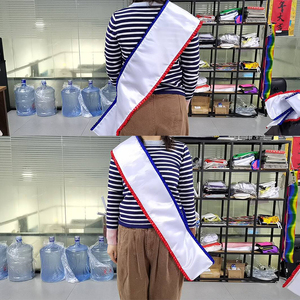 批发定制设计万圣节服装派对旅游美国小姐腰带个性化红蓝褶边夏季围巾 - Product Image 6