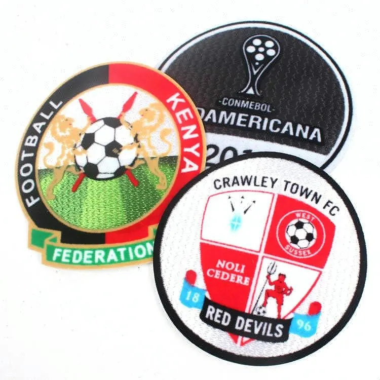 Parches de flocado para sombreros, impresión por transferencia térmica, diseño personalizado, logotipo del equipo de fútbol, Club