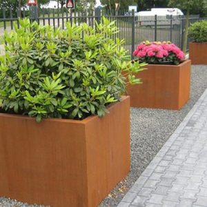 Jardinera Cuadrada de Acero Corten Estilo Americano, Maceta Rústica para Exteriores con Capacidad Personalizable para Plantas de Jardín - Product Image 3