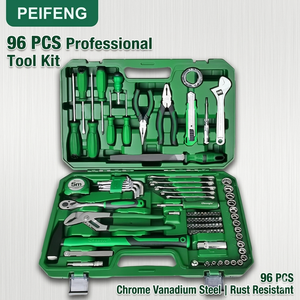 Juego de Herramientas para el Hogar de 96 Piezas, Llaves de Trinquete Combinadas, Vasos de 1/2 Pulgada, Acero al Carbono, Estuche Rígido - Product Image 1