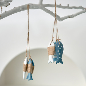 Wooden Fish Shaped Curtain Decoration Coastal Style Eco Friendly Birthday Party Decor For Kids Room Wall Hanging - Product Image 3