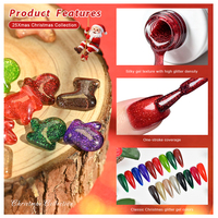 Collection de vernis gel pailletés de Noël Deroi, sans HEMA ni TPO, vernis gel en flacon, logo personnalisé, vente en gros, OEM disponible, vernis gel UV pour les fêtes