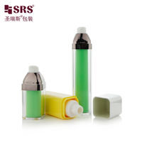 Bouteilles à pompe sans air en plastique AS à double paroi, forme carrée vide, 15 ml, 30 ml, 50 ml, emballage cosmétique