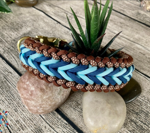 Kalung Anjing Latihan Besar Warna Coklat Biru Buatan Tangan yang Dapat Disesuaikan dengan Gesper Paracord untuk Anjing Kecil dan Sedang - Product Image 3