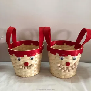 Handmade Baby Woven Valentines Day Wood Baskets For Christmas Gifts Bamboo Children's Hand-held Party Woodchip Basket